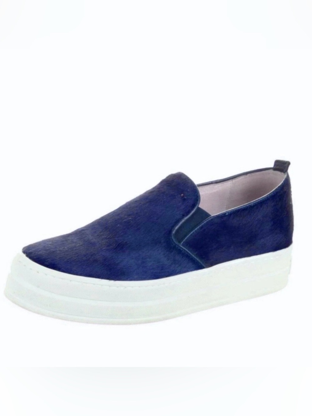 Fred Segal Feet Blue Cow Fur Leather Platform Sneakers Women’s Size 37